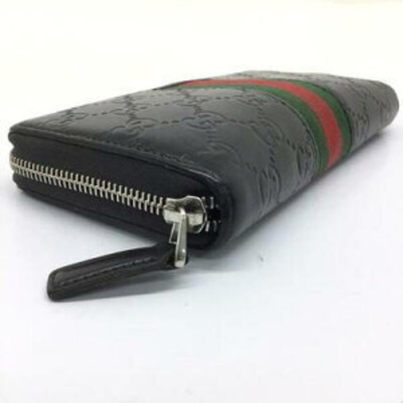Gucci Leather Wallet GG Black Zip Long - Picture 6 of 7